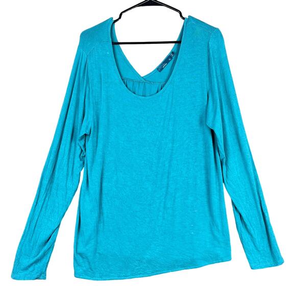 PrAna Womens Shirt Blue Long Sleeve Breathe Round Neck Loose Stretch XL - Picture 1 of 15